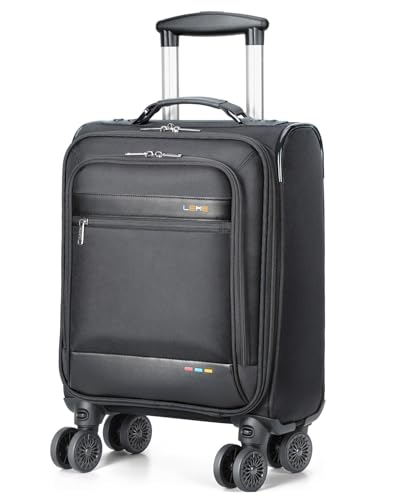 Lekebobor 16 Inch Underseat Carry On Luggage with Wheels, Softside Small Personal Item Suitcase Airline Approved, Under Seat Luggage for Women Men Travel Business, Black
