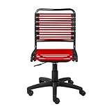 Euro Style Allison Bungie Flat Low Back Office Chair | Two-Lock Tilt with 360° Swivel | Adjustable Height | Designed for Home and Workplace Settings| Red with Graphite Black Frame and Black Base