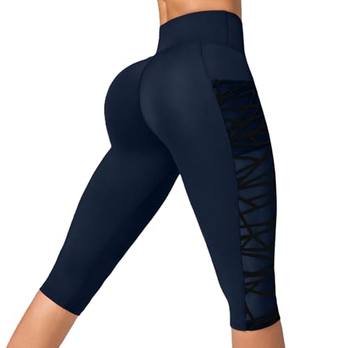 YHHRJAI Leggins Deportivos Mujer Mallas Deporte 3/4 sin Costuras Push up Fitness Cortos Pantalones C贸modo Transpirable Yoga Leggings Fitness Pilates Jogging Cintura Alta Pantalon Capri