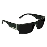 Locs Super Dark Sunglasses Mens Black Wrap Around Lowrider Gangster Cholo Vintage Flat Top (Deville Glossy - Fits Med - Lg, Grey)