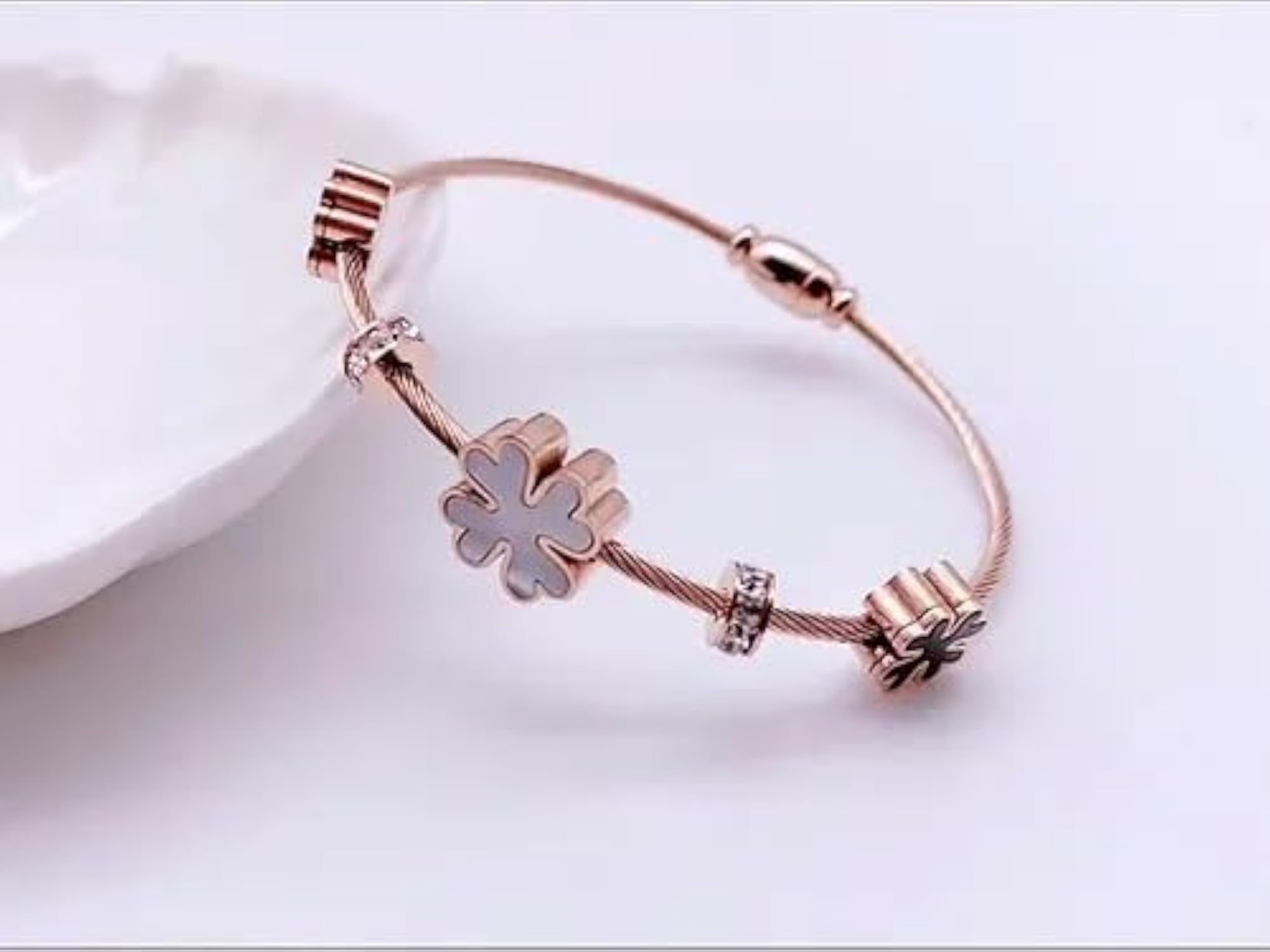Evil Eye Bangles for Women, Adjustable Rose Gold Kada