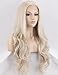K’ryssma Light Blonde Lace Front Wig, Long Wavy Platinum Blonde Synthetic Wigs for Women Half Hand Tied Wavy Wigs 22 inches