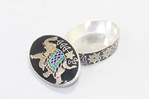 Boîte à bijoux éléphant cloisonné argent 925 Rajasthan Gems B328