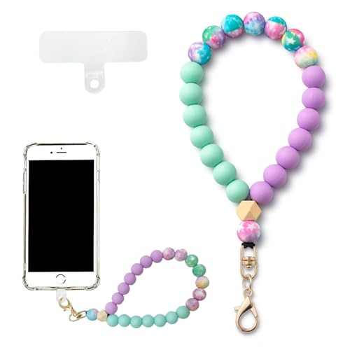 AzureRay Colgante para Movil, Pulsera Ajustable con Perlas y Llavero, Cadena & Correa de Mano Universal, Accesorios para Todos Teléfonos
