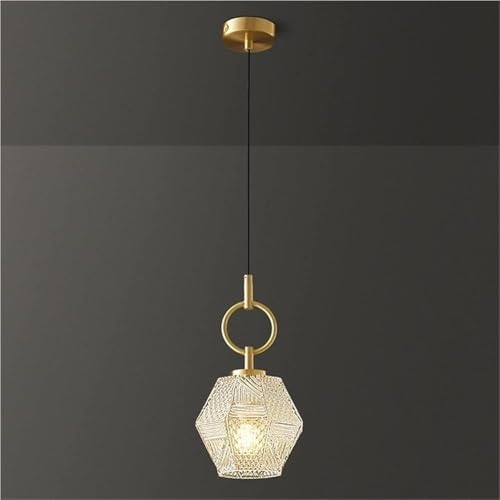 Lámpara de techo colgante E12 de cristal transparente y latón de 28cm 3