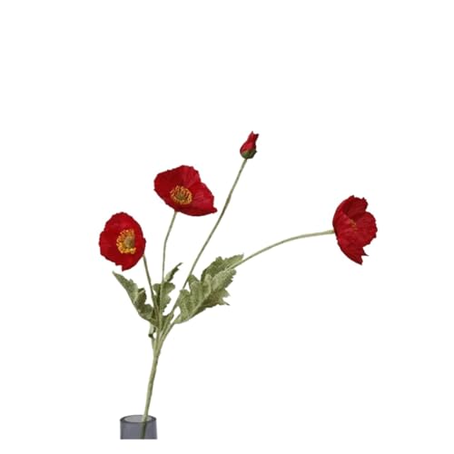 GENTERUN Simulated Poppy Wedding Photography Floral Artificial Flowers Artificial Silk Poppy Wedding Scene Layout Home Decoration Ornaments(Red)