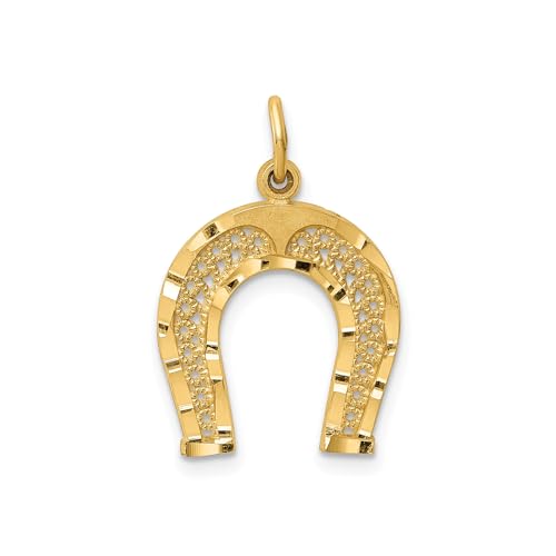 Pendentif fer à cheval en or jaune 14 carats ciselé avec élégance intemporelle 20x15 mm