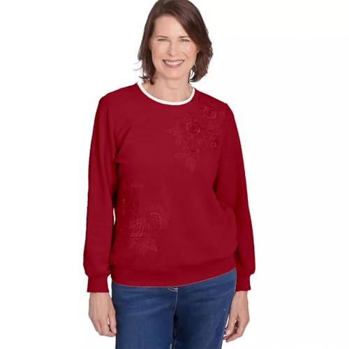 Image of Alfred Dunner Women's Classic Sherpa Floral Embroidered Sweater