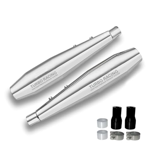 Image of Turbo Racing Exhaust Silencer for Royal Enfield Continental GT 650 | Chrome Finish | High Performance, Deep Sound, Durable (Set of 2)