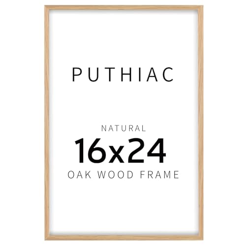 16x24 Oak Wood Picture Frame - Minimalist 16x24 Poster Frame, 16"x24" Frame Wood, Natural Solid Wooden Picture Frames for Wall Art Photo and Prints(1 Pack, Beige)