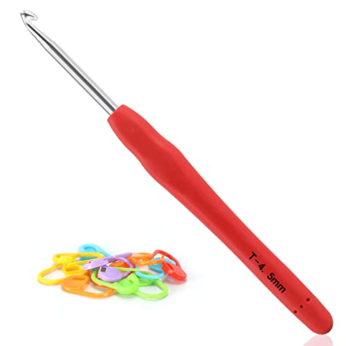 Vodiye Professional Extra Long 4.5mm Crochet Hooks Ergonomic Handle Set for Beginners & Experienced Lovers