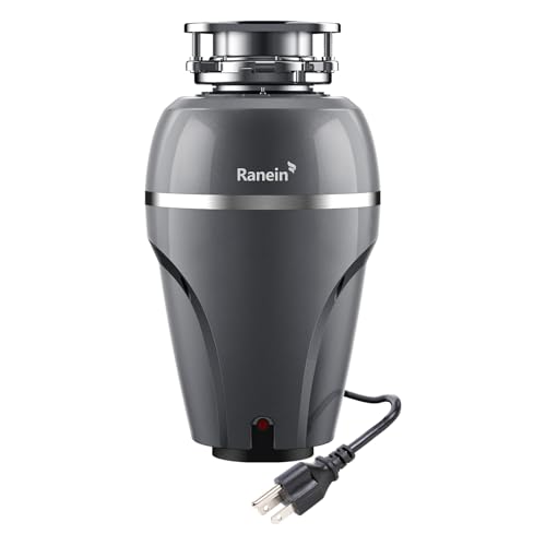 Ranein 1 HP Garbage Disposal with Power Cord & Dishwasher Connector Kit, Quiet Stainless Steel Food Waste Disposer, Continuous Feed, DeepCut Ultra 7-Stage Grinding, Easy 3-Bolt Installation