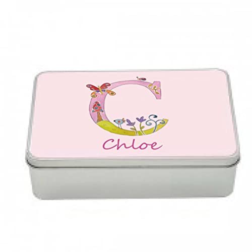 Personalised Woodland Letter Tin-Treats Tin-Jewellery Box-Girls Easter Gift-Pencil Tin-Storage-Bits and Bobs-Hair Tin-Girls Birthday gift.
