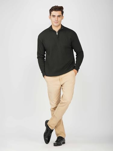 Image of LOQUE Men's Wool Blend Selection Sweater Half Zip High Neck Pullover Warm Casual Winter Wear for Office and Travel