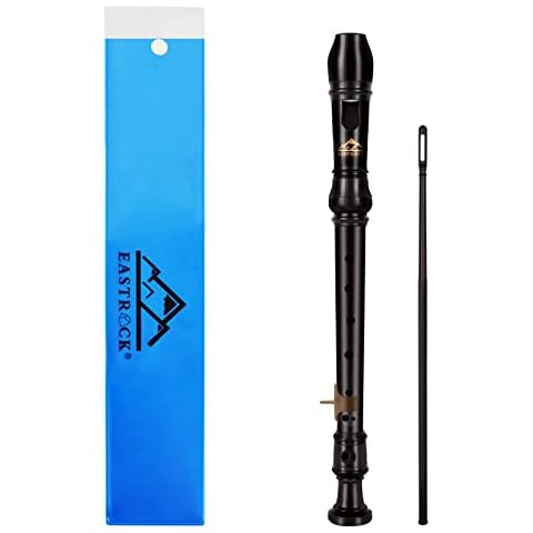 EastRock Soprano Recorder for Beginners Kids, C Key Recorder German Style, Soprano Recorder ABS 3 Pieces with Cleaning Rod Fingering Chart Packing Bag Thumb Rest (Coffee) Cover