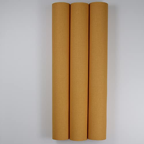 Image of KCS 3 pc of 15 inch x 18 inch Counted Cross Stitch Cotton Aida Cloth Needlework Fabric,14CT,Golden Brown