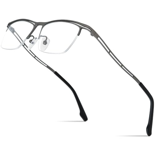 Image of FONEX Colorful Pure Titanium Glasses Frame Men Semi Rimless Square Eyeglasses Eyewear