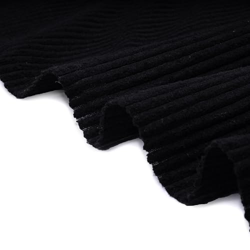 Image of Encasa XO Corduroy Fabric by the Meter, 59 inch Wide Premium 238 GSM Polyester Upholstery & Sewing Material, Soft Ribbed Black Fabric for Sofa /Cushion Covers, Trousers, Curtains & DIY Crafts