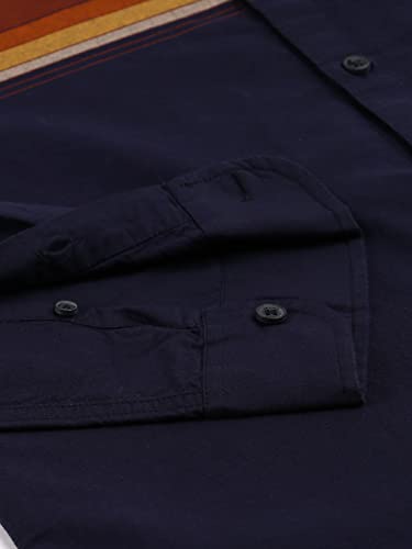 Image of Dennis Lingo Men's Navy Slim Fit Cotton Casual Shirt