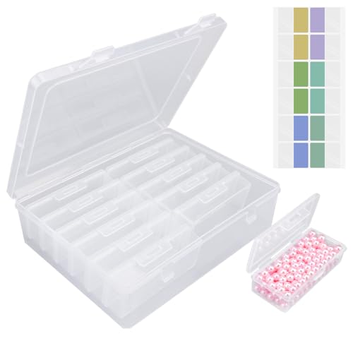 Image of Cosics Bead Organizers and Storage, Rectangular Jewelry Storage Boxes with Lid, 12 Mini Storage Case for Small Projects, DIY Craft Jewelry, Stickers, Nails Art, Screws, Seeds