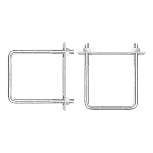 Image of DTGN M10x100x140mm(ThreadxWxL) Square U Bolt - 2Pack - Good for Trailer Pipe Replacement Parts - 304 Stainless Steel U Shape Bolts