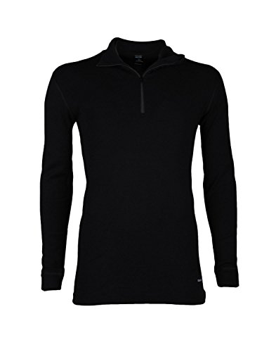 Preisvergleich Produktbild Dilling Merino Langarmshirt für Herren - mit Reißverschluss Schwarz XL