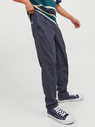 Image of Jack & Jones Men's Navy Mid Rise Regular Fit Pants