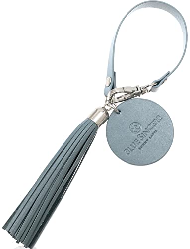 [BLUE SINCERE] タッセルチャーム 本革 キーホルダー タッセル付き レディース シュリンク レザー 鍵 キーリング キーチャーム / KH2 (スカイブルー) - BLUE SINCERE - 商品画像