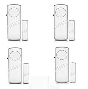 Cezo Wireless Door Window Open Alert Home Security System Siren/Alarm, Standard Size, White (4)