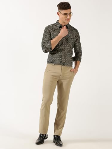 Image of Thomas Scott Men Slim Fit Pure Cotton Corduroy Floral Printed Semi-Formal Shirt