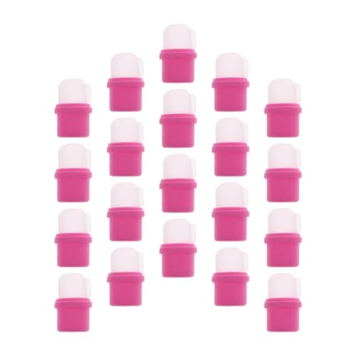 jojofuny Tapones para Remojar Uñas 20 Piezas Fundas de Silicona y Plástico para Quitaesúres Profesional Accesorio Reutilizable para Manicura Casa y Salones Cubrefinas para Uñas Rosa