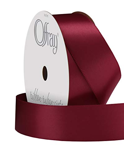 Image of Berwick 072677 7 /8 inch Wide Single Face Satin Ribbon, Wine Red, 6 Yds