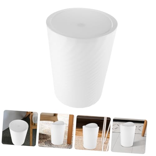 Caneca de basura rectangular blanca con tapa oscilante miniatura 7