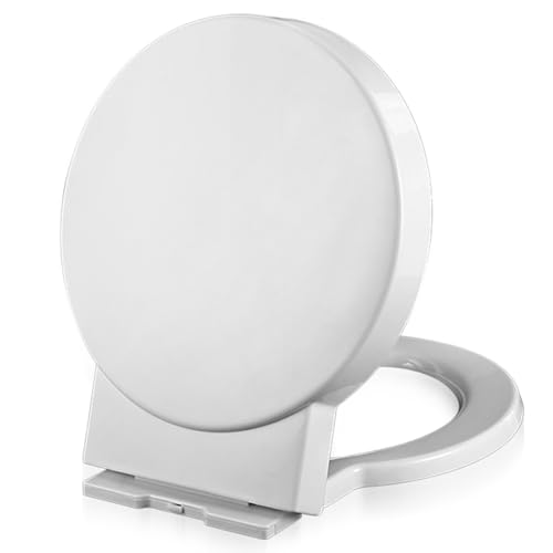 Lunette de toilette forme en O blanche pour WC rond vintage et cosy