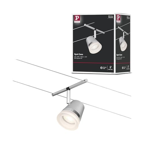 Paulmann 94460 CorDuo Seilsytem Spot Cone DC max. 1x10 Watt erweiterbar Chrom matt Drahtseil Kunststoff GU5,3 Drahtseilsystem ohne Leuchtmittel