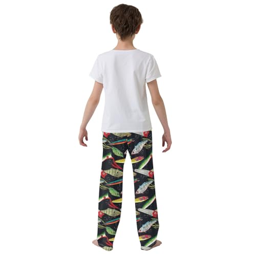 ZZXXB Funny Fish Pattern Boys Long Pants Soft Trousers Elastic Waist Kids Lounge Bottoms with Pockets S-XL3