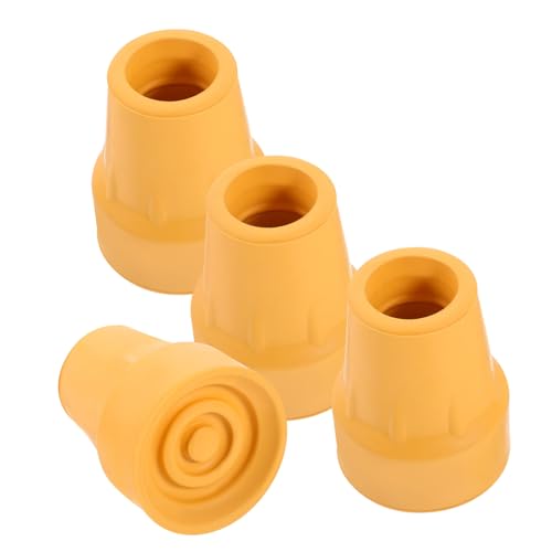 BUTIFULSIC 4pcs Cane Tips Replacement Yellow Walking Pole Tips Pads for Crutches Cane Tip Rubber