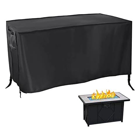 Rilime Fire Pit Cover Rectangular,Waterproof Fire Table Cover Rectangle for Outdoor Gas Propane Fire Table - 52 x 34 x 24, Black Cover