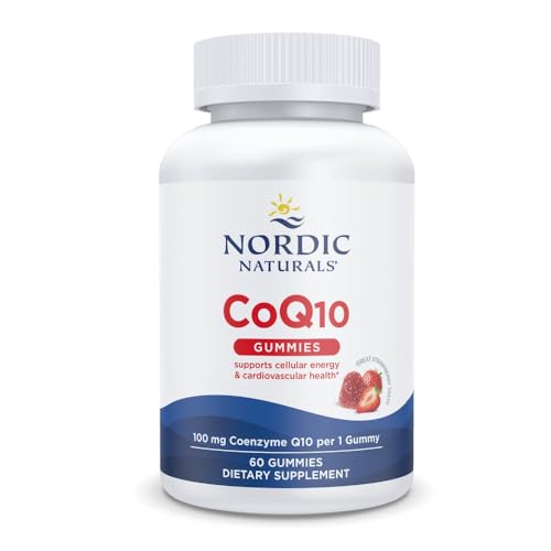 Nordic Naturals CoQ10 Gummies, Strawberry - 60 Gummies - 100 mg Coenzyme Q10 (CoQ10) - Great Taste - Heart Health, Cellular Energy Production, Antioxidant Support - Non-GMO, Vegan - 60 Servings