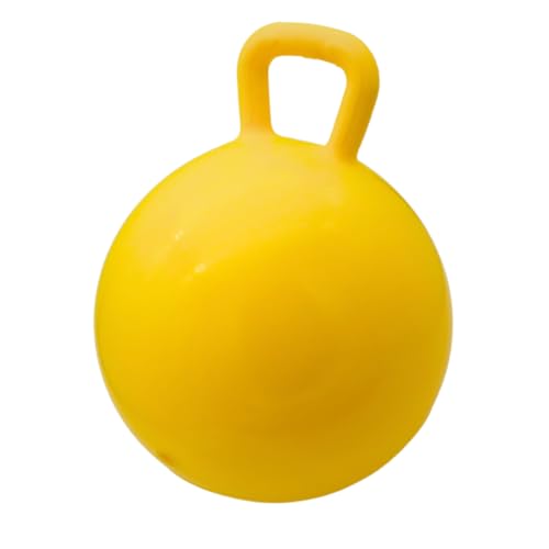 PFIFF 103033 aufblasbarer Pferdespielball, Spielball für Pferde, Pferdespielzeug, Ball mit Luftpumpe, gelb, 30cm