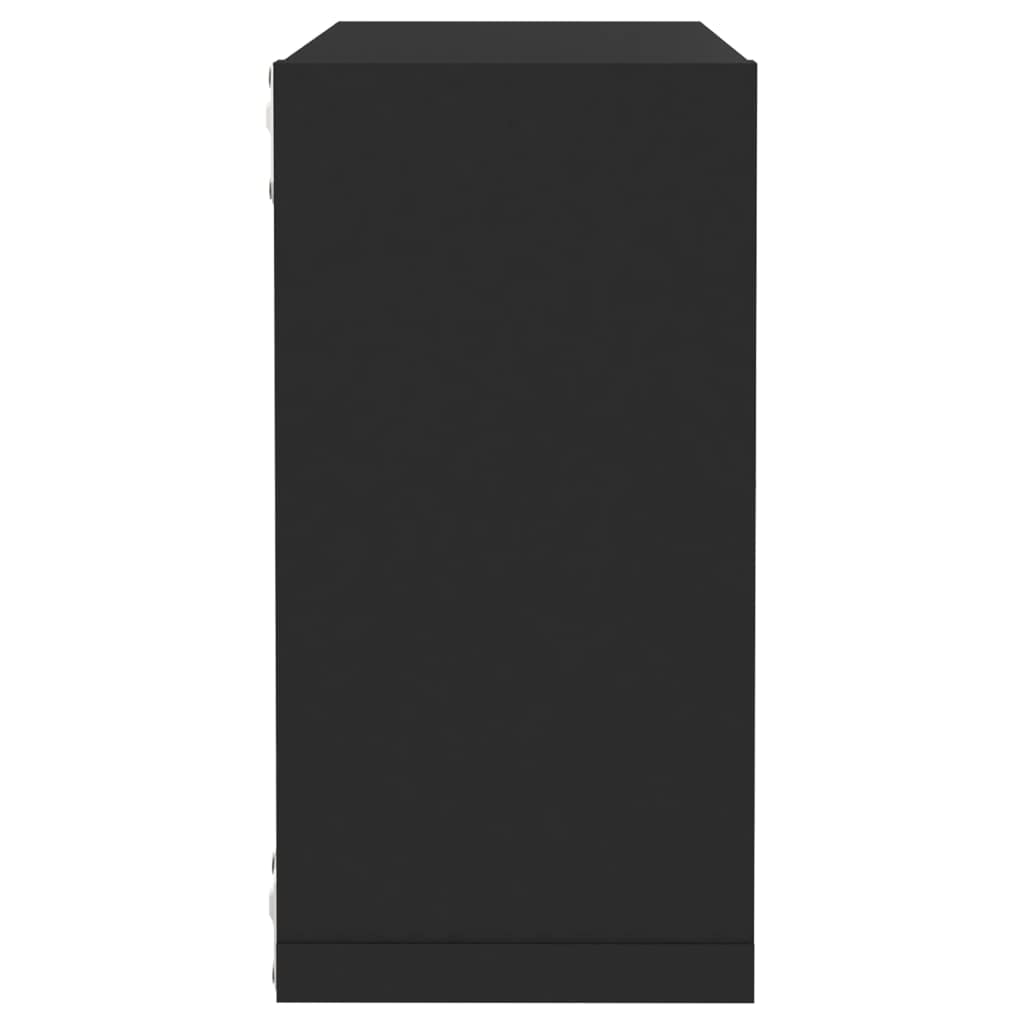 Scaffalature, mensole da parete e sporgenze, mensole cubiche da parete, 4 pezzi, nero, 30 x 15 x 30 cm