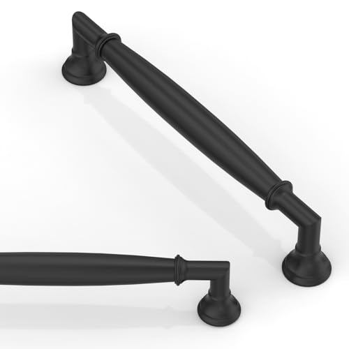 Asimerdeco 10 Pack Matte Black Cabinet Pulls 5 Inch(128mm) Kitchen Cabinet Handles Solid Zinc Alloy Cabinet Hardware Drawer Pulls