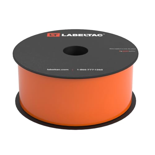 LabelTac Indoor/Outdoor Vinyl Label Supply, Industrial Label Tape for LabelTac 4 & Pro X Printers, Durable Facility & Warehouse Label Material - Orange, 2in x 150ft