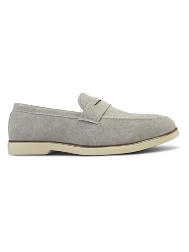 Image of STANPHORD Men Suede Formal Loafer Shoes | Round Toe Slip-On Moccasins | PU Leather Cushioned Anti-Slip | Office Party Business Casual Wear (TPSG 7086)