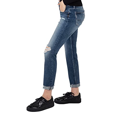 Silver Jeans Co. Women's Boyfriend Mid Rise Slim Leg Jeans-Legacy2