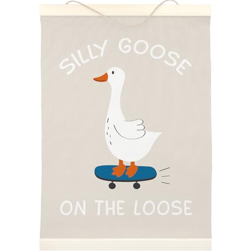 Image of LKETW Silly Goose on The Loose Poster Hanger Frame 12x16 inch, Preppy Goose Wall Art for Girls College Dorm Living Room Bedroom, Funny Silly Goose Hanging Banner for Goose Lovers Decor