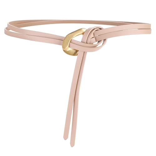 Decorative Belt Knotted Leather Belts Golden Buckle Double Layer Waistband Vintage Dress Coat Girdle For Women for Country Concert Outfit(Apricot)