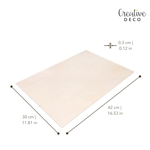 Creative Deco 10 x A3 Birch Plywood Sheets | 420 x 300 x 3mm Baltic Wood Ply | Perfect Board for Wood DIY Home Decor, Arts, Craft, Painting, Laser Cutting, CNC, Scroll Saw, Stenciling Pyrography