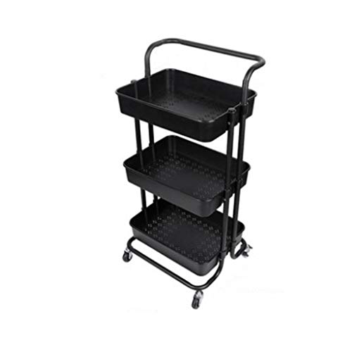 Chariot à roulettes en métal à 3 Niveaux de Haute qualité avec Freins, Assemblage Facile, unités de rayonnage Debout, Chariot de Rangement, Organisateur de Rangement intérieur ou extérieur Cover