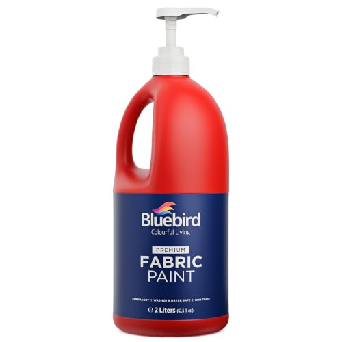 Image of BLUEBIRD Fabric Paint, Vermilion Red, 67.6 Fl Oz, Permanent Fabric Paints for Clothes, Furniture Upholstery